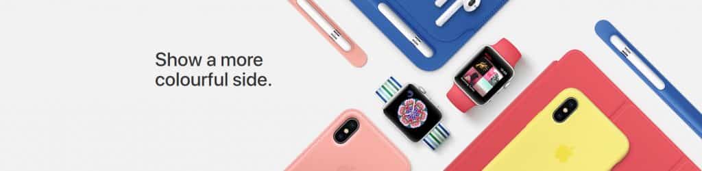 image of colourful new ipad and iphone cases apple watch bands and apple pencil cases